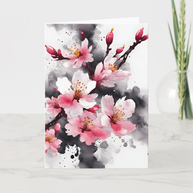 Cherry Blossom - Watercolor flowers Card (Front)