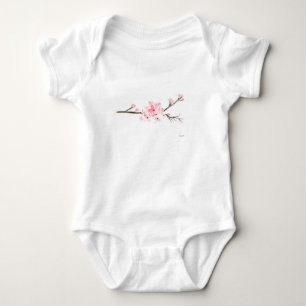 Cherry blossom watercolor Japanese flowers Baby Bodysuit