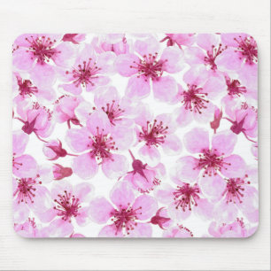 Cherry blossom watercolor mouse pad