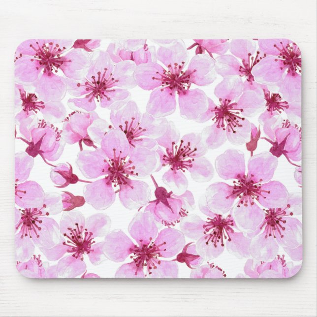 Cherry blossom watercolor mouse pad (Front)