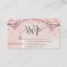 Cherry Blossom Watercolor Pink Floral Wedding RSVP