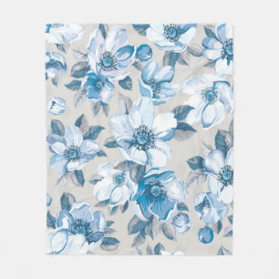 Cherry Blossom Watercolor: Seamless Apple Tree Pat Fleece Blanket