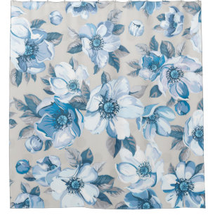 Cherry Blossom Watercolor: Seamless Apple Tree Pat Shower Curtain