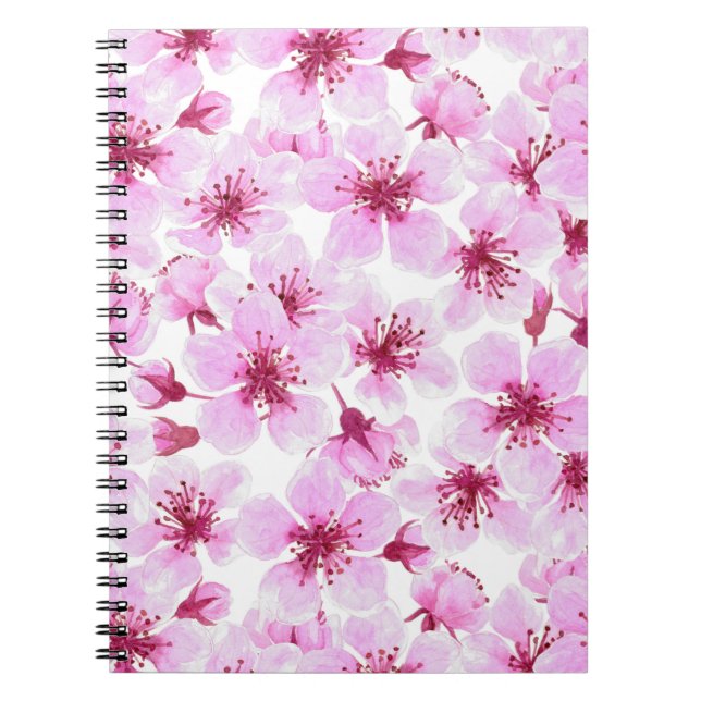 Cherry blossom watercolor spiral notebook (Front)