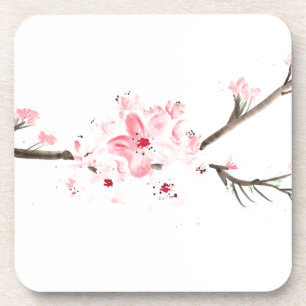 Cherry blossom watercolour coaster