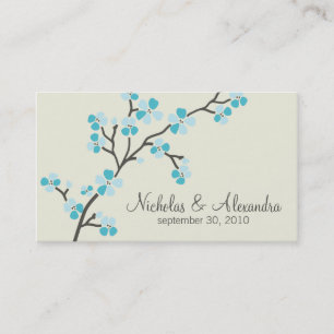 Cherry Blossom Wedding Business Card (aqua)