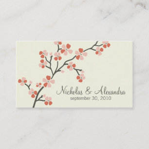 Cherry Blossom Wedding Business Card (salmon)