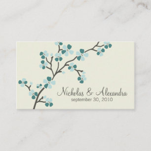 Cherry Blossom Wedding Business Card (teal)