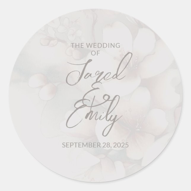 Cherry Blossom Wedding Classic Round Sticker (Front)