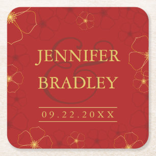 Cherry Blossom Wedding Coaster   Custom Colour