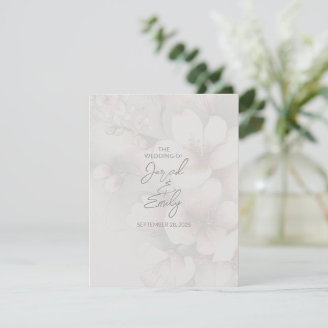 Cherry Blossom Wedding Enclosure Card with QR Code (Standing Front)