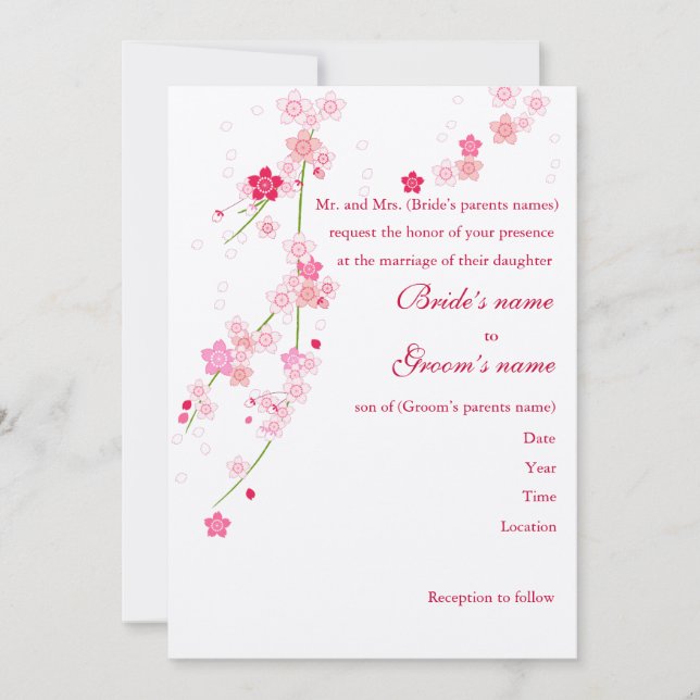 Cherry Blossom Wedding Invitation (Front)