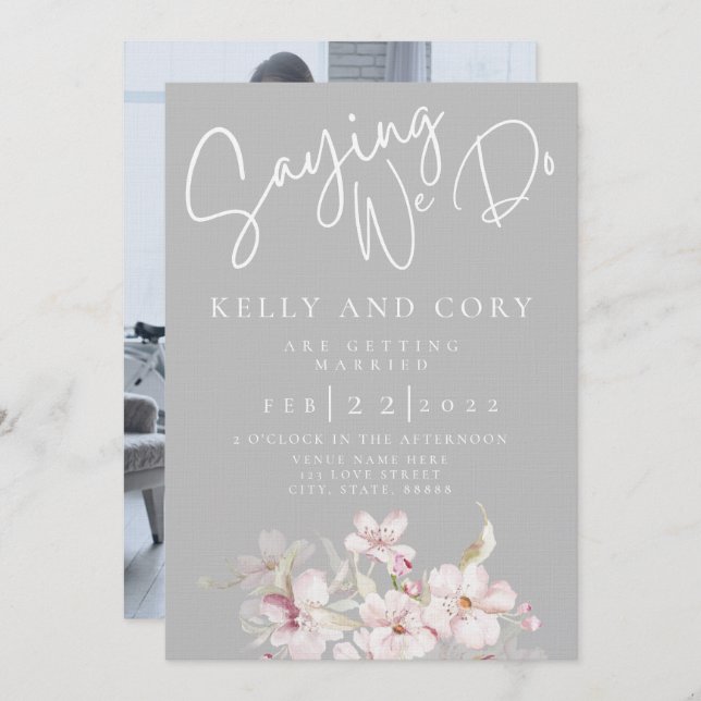 Cherry Blossom Wedding Invitation (Front/Back)
