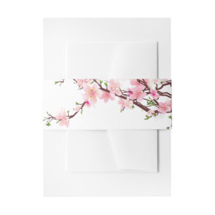 Cherry Blossom Wedding Invitation Belly Band