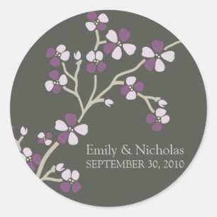 Cherry Blossom Wedding Invitation Seal (plum)