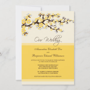 Cherry Blossom Wedding Invitation (yellow)