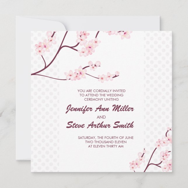 Cherry Blossom Wedding Invitations (Front)