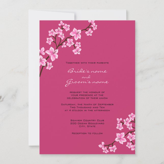 Cherry Blossom Wedding Invitations (Front)