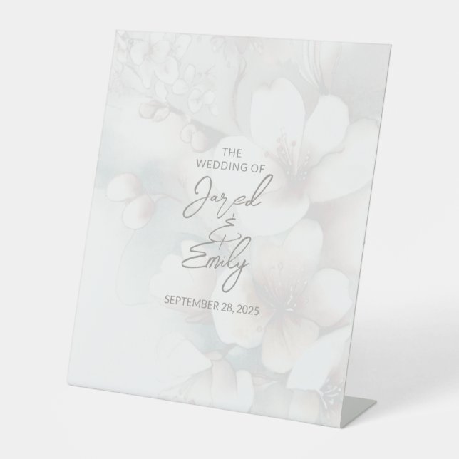 Cherry Blossom Wedding Pedestal Sign (Front)