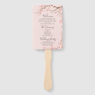 Cherry Blossom Wedding Program Hand Fan
