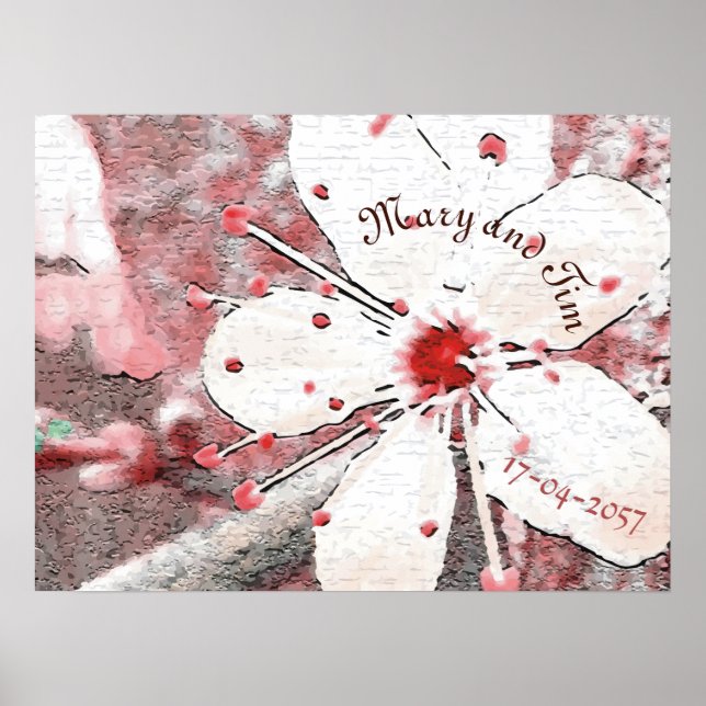 cherry blossom wedding red and white elegantsakura poster (Front)