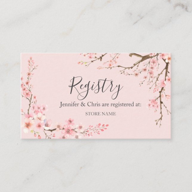 Cherry Blossom Wedding Registry  Enclosure Card (Front)