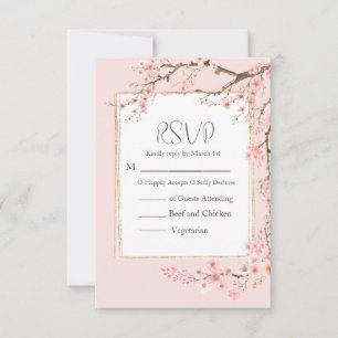 Cherry Blossom Wedding RSVP Card