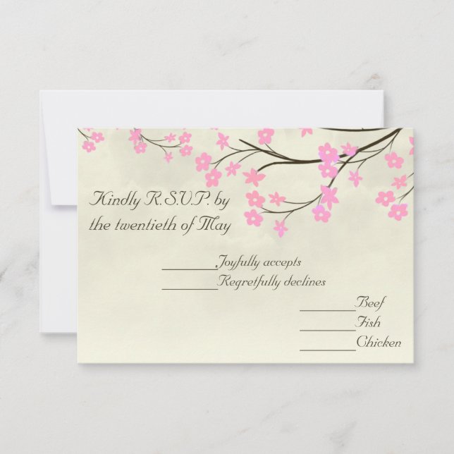 Cherry Blossom Wedding RSVP Card (Front)
