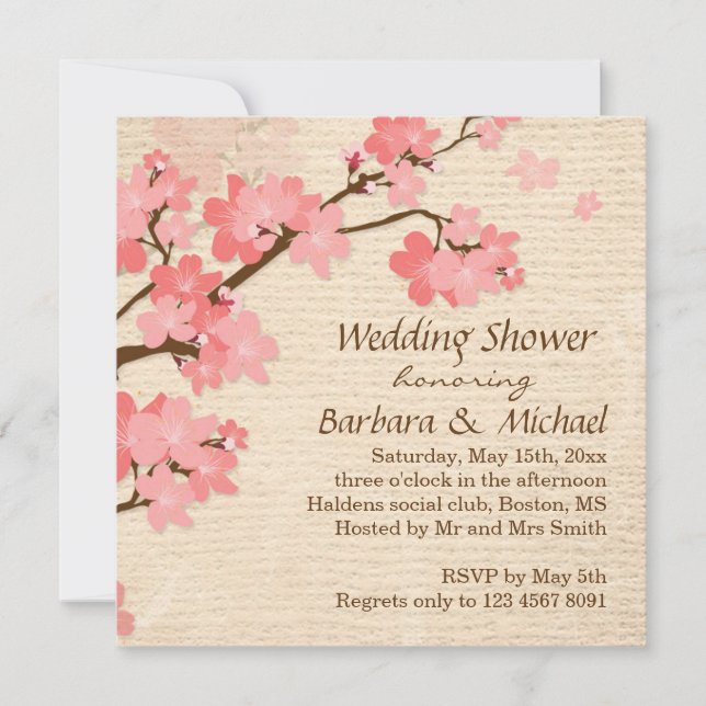 Cherry blossom Wedding Shower Invitation (Front)