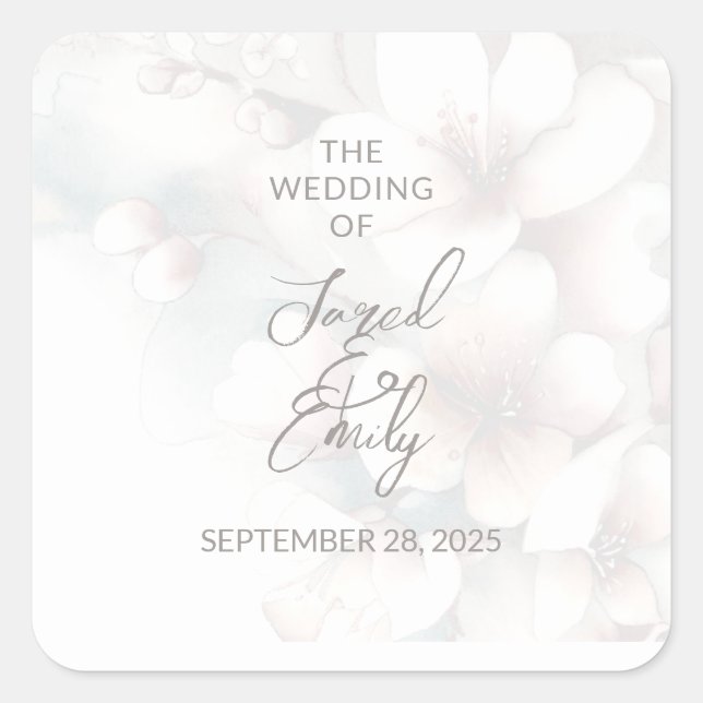 Cherry Blossom Wedding Square Sticker (Front)