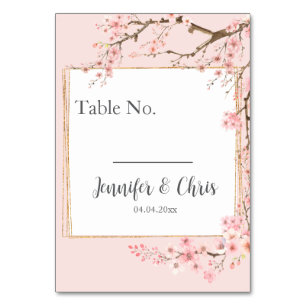 Cherry Blossom Wedding Table Number