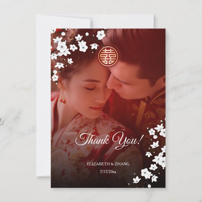 Cherry Blossom Wedding Thank You Card (Front)