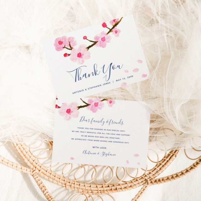Cherry Blossom Wedding Thank You Card (Creator Uploaded)
