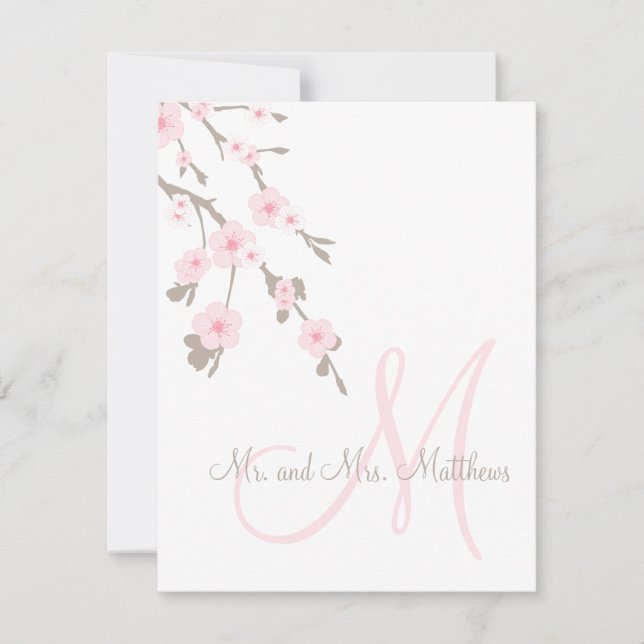 Cherry Blossom Wedding Thank You Cards Front (Front)