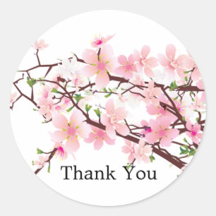 Cherry Blossom Wedding Thank You Favour Sticker