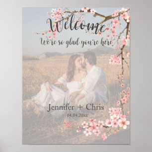 Cherry Blossom Wedding Welcome Photo Poster