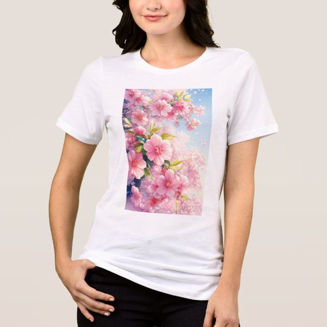 Cherry Blossom Whispers of Spring Tri-Blend Shirt (Front)
