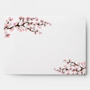 Cherry Blossom White & Pink 5x7 Wedding Envelope