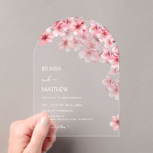  Cherry Blossom White  Wedding Acrylic Invitations