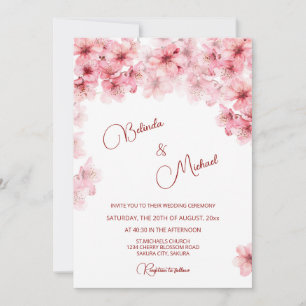 Cherry Blossom White Wedding Invitation