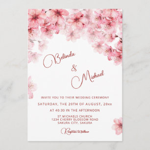  Cherry Blossom White  Wedding Invitation