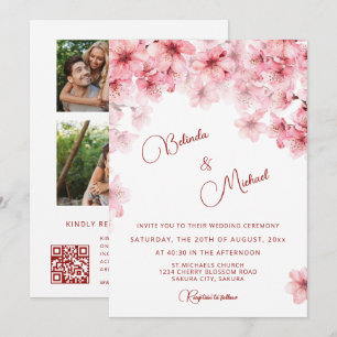  Cherry Blossom White  Wedding Invitation