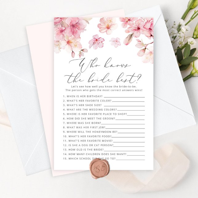 Cherry blossom Who knows the bride best game (Creator Uploaded)