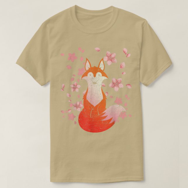 Cherry Blossom Wildlife Forest Animal Lover Sakura T-Shirt (Design Front)