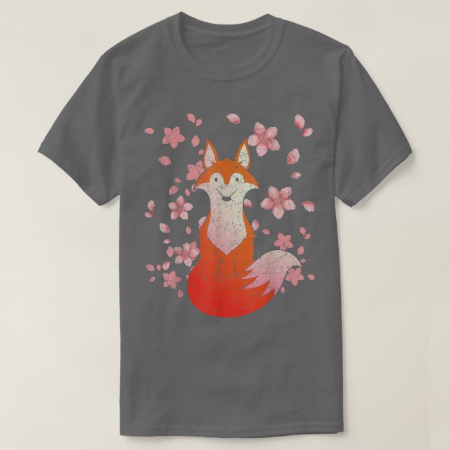 Cherry Blossom Wildlife Forest Animal Lover Sakura T-Shirt (Design Front)
