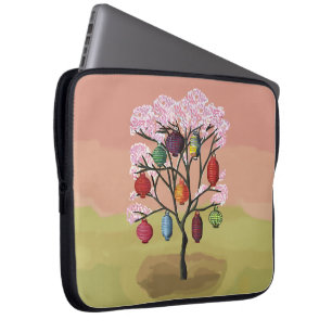 Cherry Blossom with oriental paper lanterns Laptop Sleeve