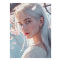 Cherry Blossom Woman Portrait Feminine Poster