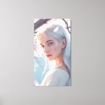 Cherry Blossom Woman Portrait Feminine Wall Art