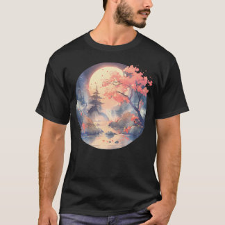 Cherry Blossom Woodblock Japaneseal Art T-Shirt