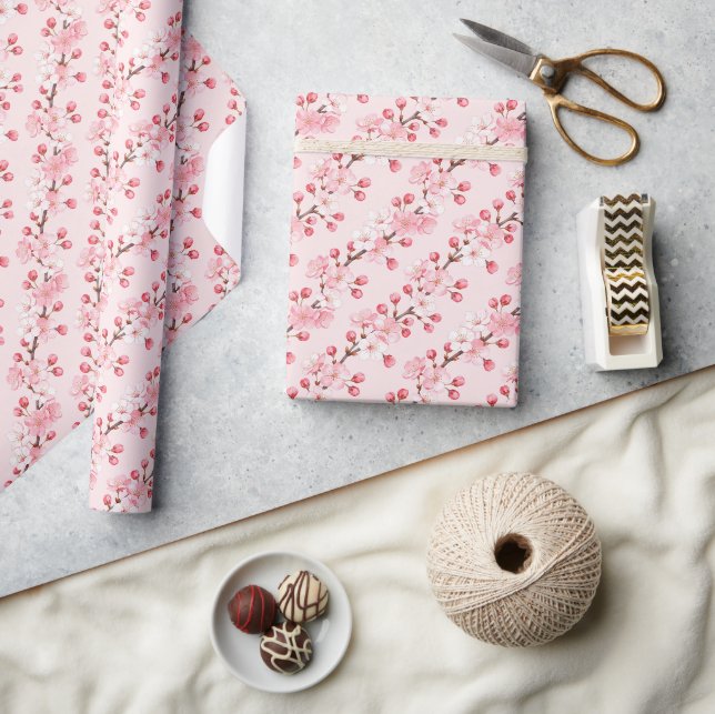 Cherry Blossom Wrapping Paper, Pink Sakura Gift  Paper (Crafts)